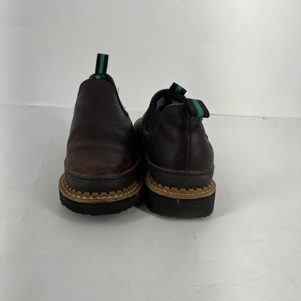 Georgia Boot Brown Leather Slip-On Ankle Boots